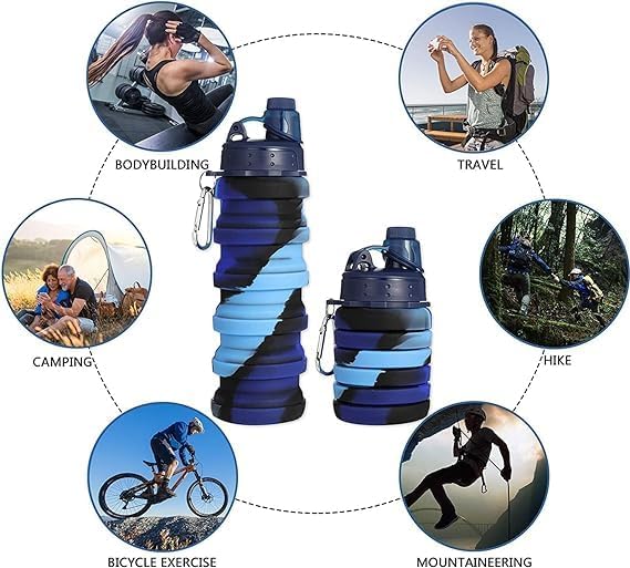 kunya Silicone Sipper Bottle With Hook for Kids Collapsible and Expandable Sipper Water Bottle for Home Office Gym Trekking Silicone Travel bottle 500 MLpack of 1 Pitch Color - Image 4