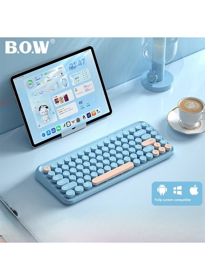 BOW Bluetooth Wireless For Apple Ipad For Huawei Tablet Keyboard Mouse Suit Laptop Three Models-Color:Rouge Pink [three-mode Keyboard + Wrist Mouse Pad] Color Matching丨2.4g Wireless + Dual Bluetooth丨the First Choice For Easy Office Wrist Protection - Yes  - Image 2
