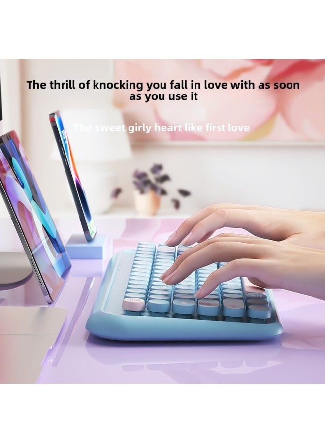 BOW Bluetooth Wireless For Apple Ipad For Huawei Tablet Keyboard Mouse Suit Laptop Three Models-Color:Rouge Pink [three-mode Keyboard + Wrist Mouse Pad] Color Matching丨2.4g Wireless + Dual Bluetooth丨the First Choice For Easy Office Wrist Protection - Yes  - Image 3