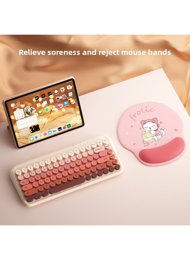 BOW Bluetooth Wireless For Apple Ipad For Huawei Tablet Keyboard Mouse Suit Laptop Three Models-Color:Rouge Pink [three-mode Keyboard + Wrist Mouse Pad] Color Matching丨2.4g Wireless + Dual Bluetooth丨the First Choice For Easy Office Wrist Protection - Yes  - Image 1