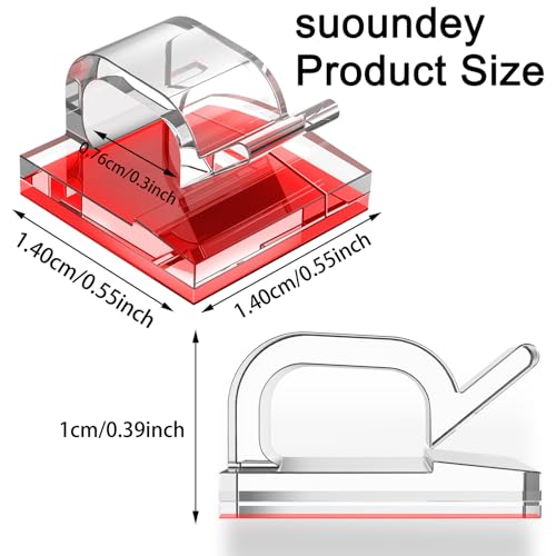 suoundey 100 Pcs Cable Clips, Adhesive Cable Organizer Cord Holder Wire Clip Wire Management Self Adhesive Hooks Wire Holder for Office, Home(Transparent, 100PCS) - Image 2