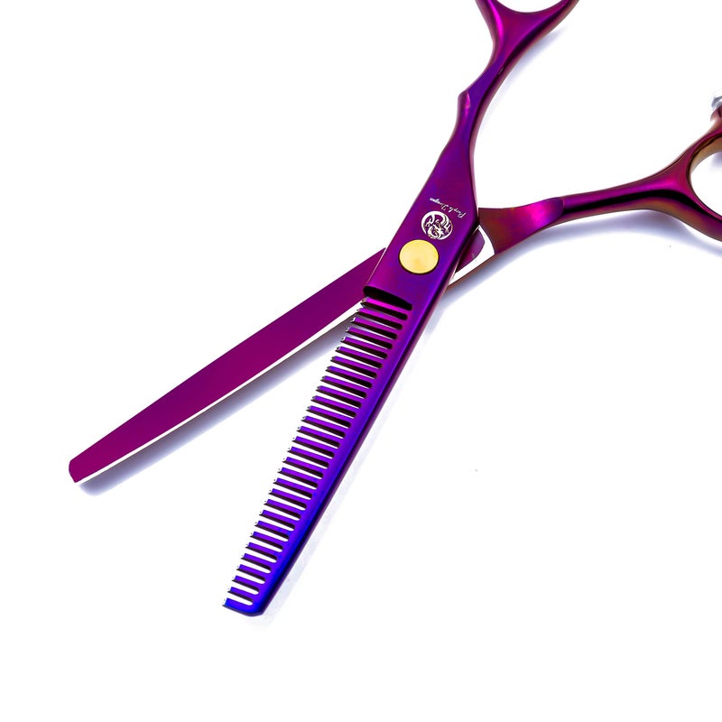 Purple Dragon 6.0 inch Purple Hair Cutting Scissors Set with Razor, Leather Scissors Case, Barber Hair Cutting Shears Hair Thinning/Texturizing Shears for Professional Hairdresser or Home Use - Image 4