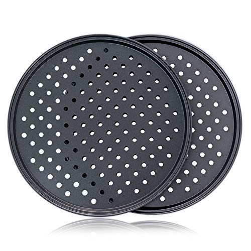 Destinymd Pizza Pan With Holes, 2 Pack Carbon Steel Perforated Non-Stick Tray Tool Crispy 12inch Round for Home Kitchen - Image 2