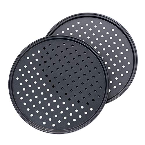 Destinymd Pizza Pan With Holes, 2 Pack Carbon Steel Perforated Non-Stick Tray Tool Crispy 12inch Round for Home Kitchen - Image 3