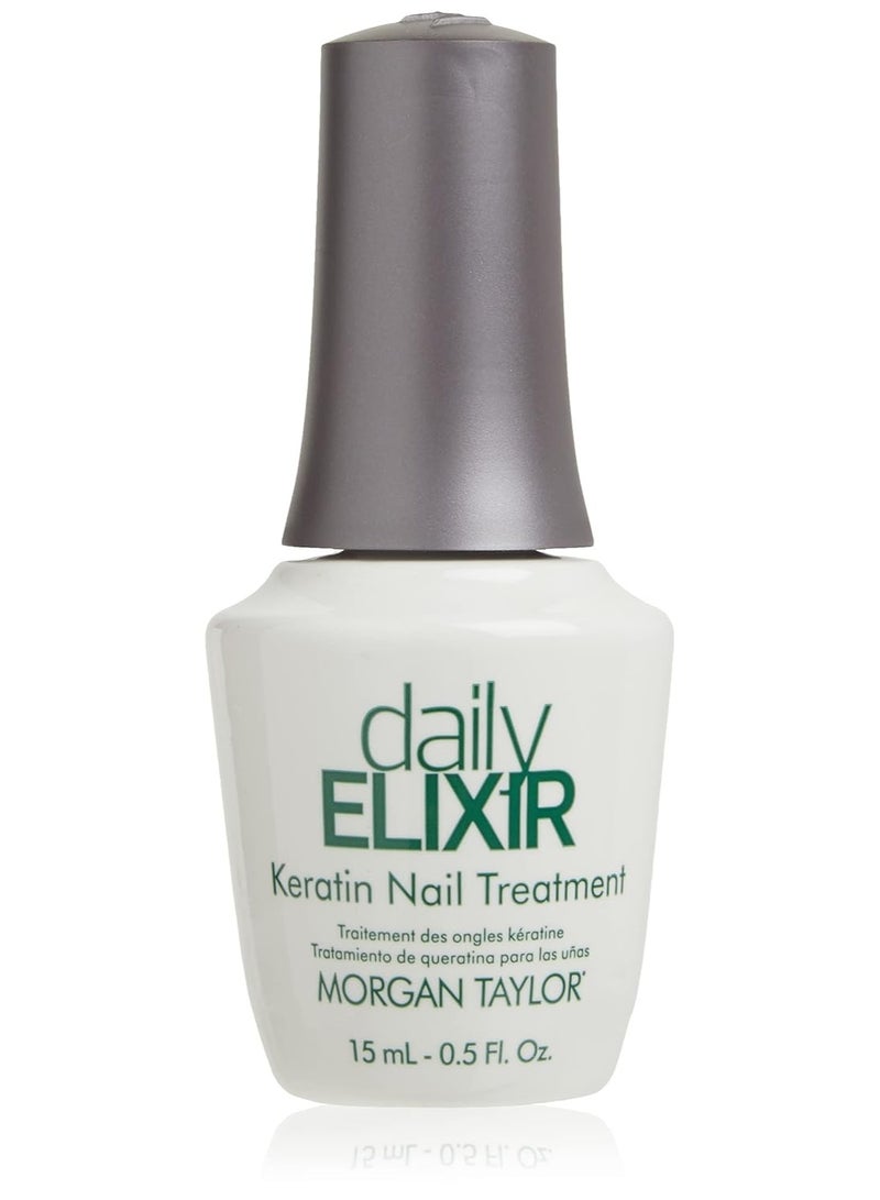 Morgan Taylor Daily Elixir Keratin Treatment - Instant Nail Repair with 20% Active Ingredients, Hydrolyzed Keratin Peptides, 7-Free Formula for Stronger, Healthier Nails, 0.5 oz. - Image 1