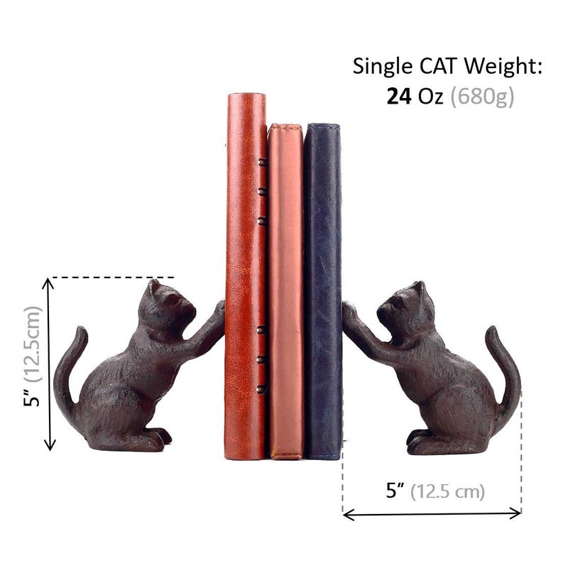 Ambipolar Cat Decorative Bookends, Unique Book Ends to Hold Books Heavy Duty for Office Desk, Vintage Antique Black Home Decor, Shelf Decoration, Modern Living Room Decor - Image 2