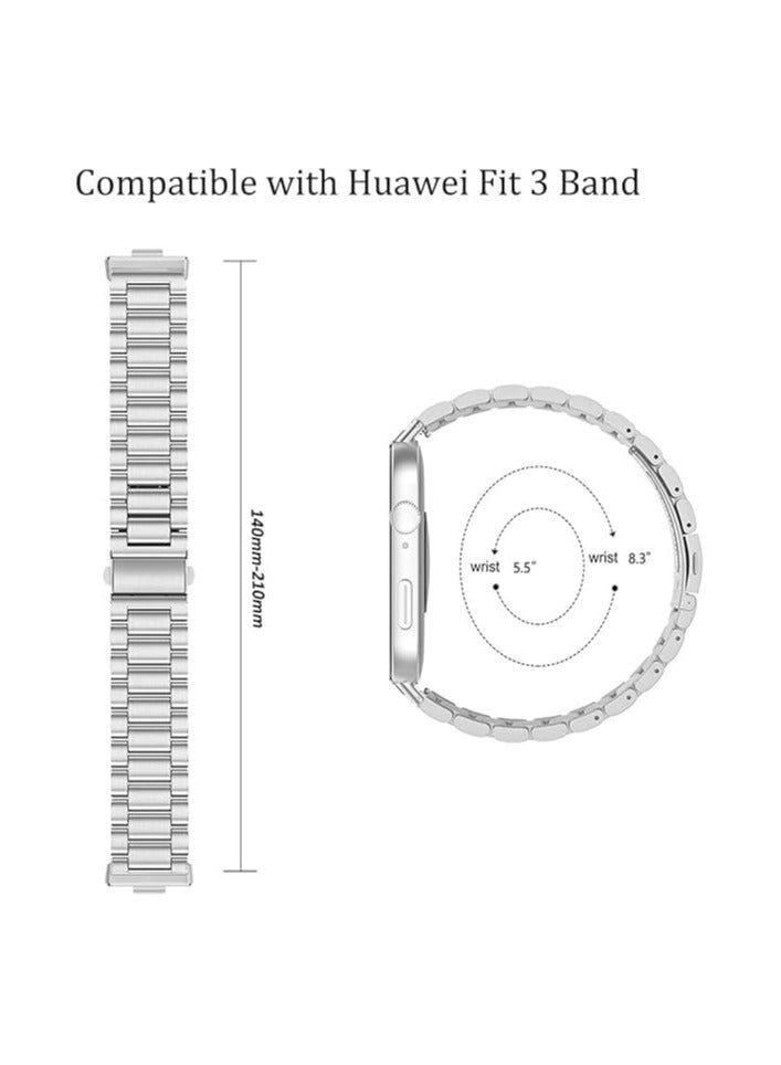 Compatible with Huawei Watch Fit 3/ Fit 4 / Fit 4 Pro Strap, Adjustable Stainless Steel Metal Watch Band Classic Business Style Strap Replacement Band Women Men (Silver) - Image 4