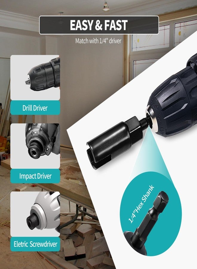 LitKiwi مفك صواميل جناح كهربائي من قطعتين من LitKiwi، مفتاح ربط بمقبس لصمولة جناح بفتحة سداسية مقاس 1/4 بوصة، لصواميل الألواح ومسامير الخطاف على شكل حرف C أو غيرها من الصواميل ذات الأشكال الخاصة - Image 4