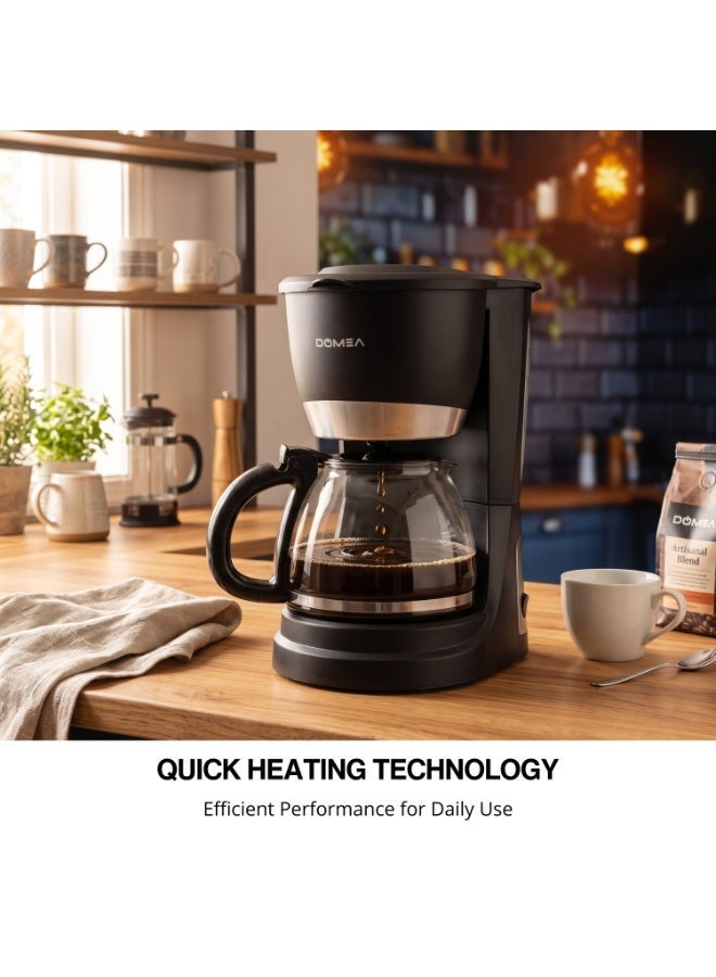 DOMEA Coffee Maker 1.2L – 12 Cup Drip Coffee Machine with Glass Carafe, Washable Filter, Quick Heating & One-Touch Operation, Coffee Brewer for Home & Office, 830W KCM171 - Image 4