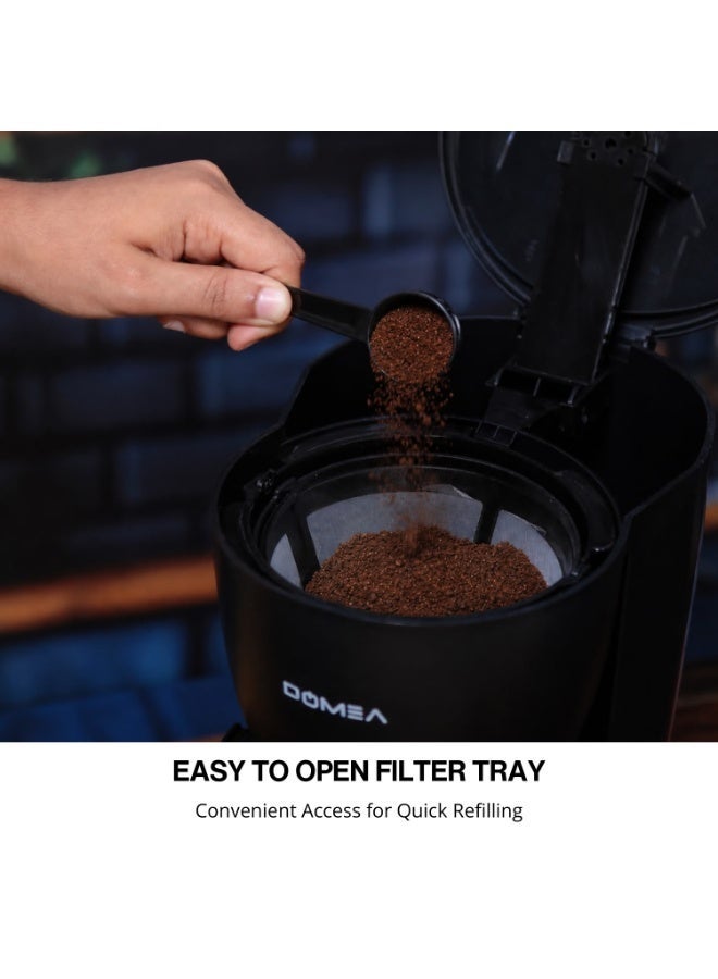 DOMEA Coffee Maker 1.2L – 12 Cup Drip Coffee Machine with Glass Carafe, Washable Filter, Quick Heating & One-Touch Operation, Coffee Brewer for Home & Office, 830W KCM171 - Image 3