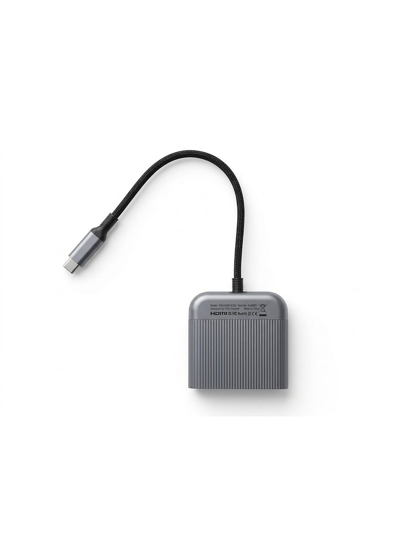 FIFTH ELEMENT LINK 3-in-1 USB-C Hub with 4K HDMI, USB-A & 100W PD Pass-Through Charging – Grey - Image 3