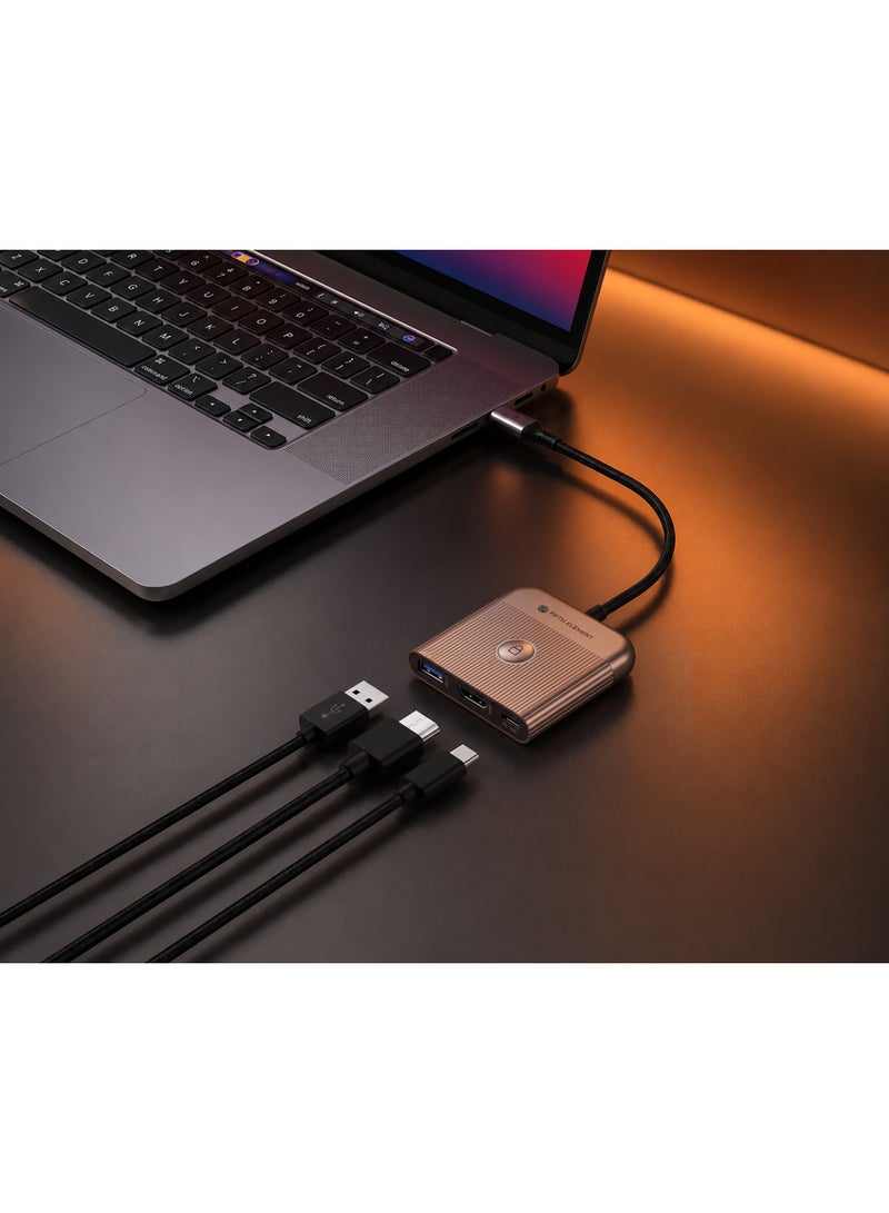 FIFTH ELEMENT LINK 3-in-1 USB-C Hub with 4K HDMI, USB-A & 100W PD Pass-Through Charging – Grey - Image 5