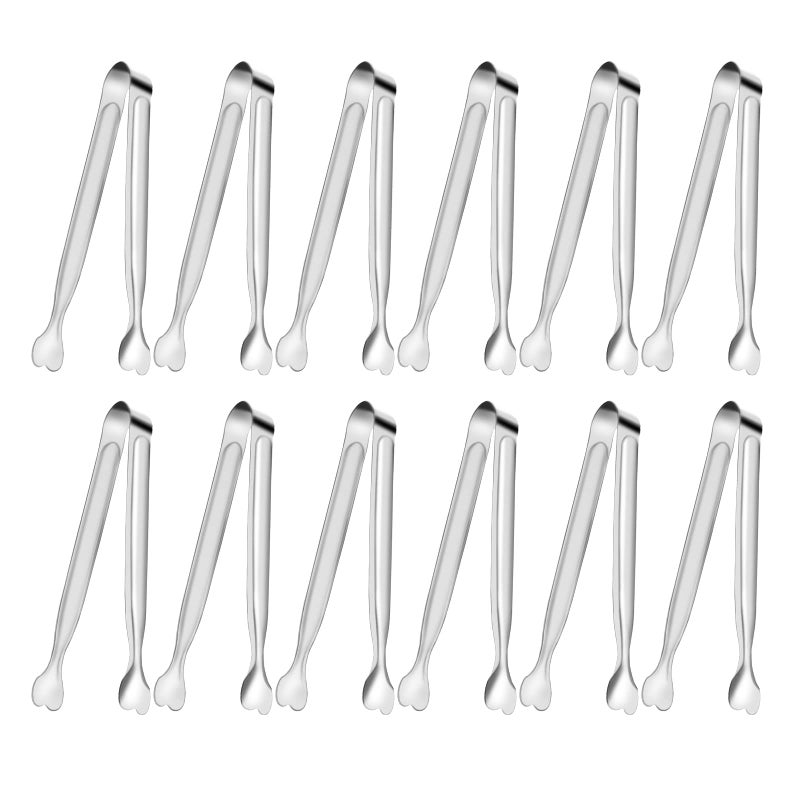 Serving Tongs Anytrp 12Packs Stainless Steel Sugar Tong 53inch Small Tongs for Serving Food Appetizers Buffets Coffee Bar Kitchen Tea Party Desserts Party and Ice Bucket