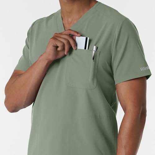 Wink Nurtur Men's V-Neck Scrub Top, Sage, XS - Image 3