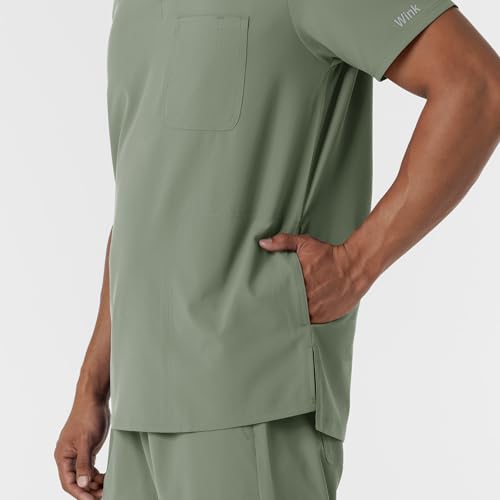 Wink Nurtur Men's V-Neck Scrub Top, Sage, XS - Image 4