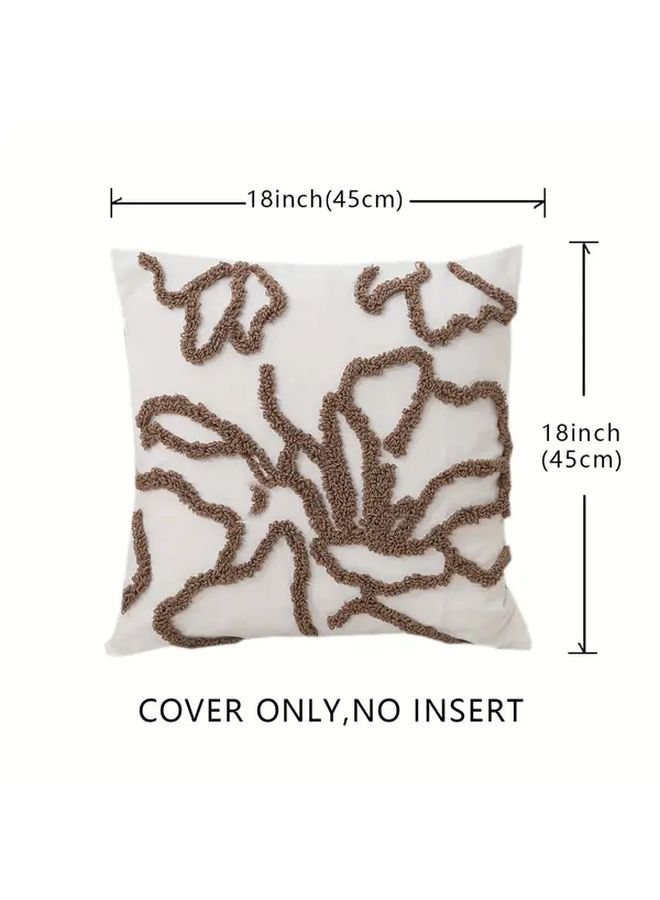 Brown Boho Pillow Covers 2pcs Embroidery Tufted Cushion Cases 45x45cm - Image 3