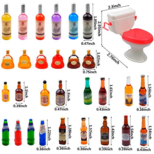 RASSLISA 30 قطعة 29 نمط زجاجات نبيذ مصغرة زينة كعكة مع 1 لعبة مرحاض مصغرة بلاستيكية مجموعة هدايا لزينة حفلات عيد الميلاد وحفلات العزوبية - Image 5