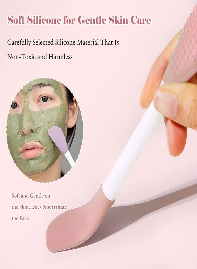 WALWAL Two-in-one Ended Silicone Mask Brush, Face Cleansing Massage Scrubbe Facial Exfoliate and Cleanse blackheads(Pink) - Image 4