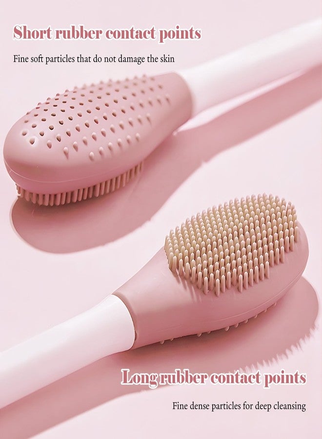 WALWAL Two-in-one Ended Silicone Mask Brush, Face Cleansing Massage Scrubbe Facial Exfoliate and Cleanse blackheads(Pink) - Image 3