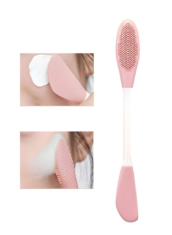 WALWAL Two-in-one Ended Silicone Mask Brush, Face Cleansing Massage Scrubbe Facial Exfoliate and Cleanse blackheads(Pink) - Image 1