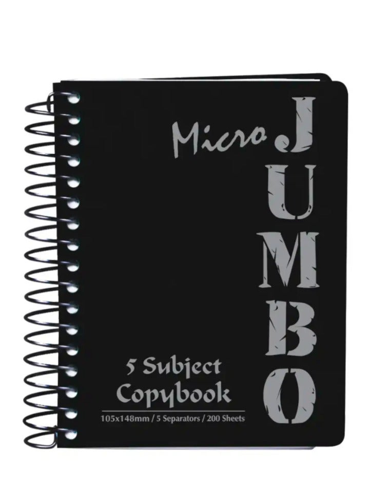 منترا كشكول ميكرو جامبو مسطر من مينترا 5 ماده - 200ورقة، 14.8*10سم، اسود