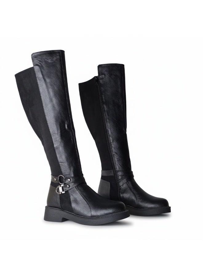 لايف ستيلاش  بوت طويل  من جلد و شمواه  أنيق  LB-47 - أسود - Image 2