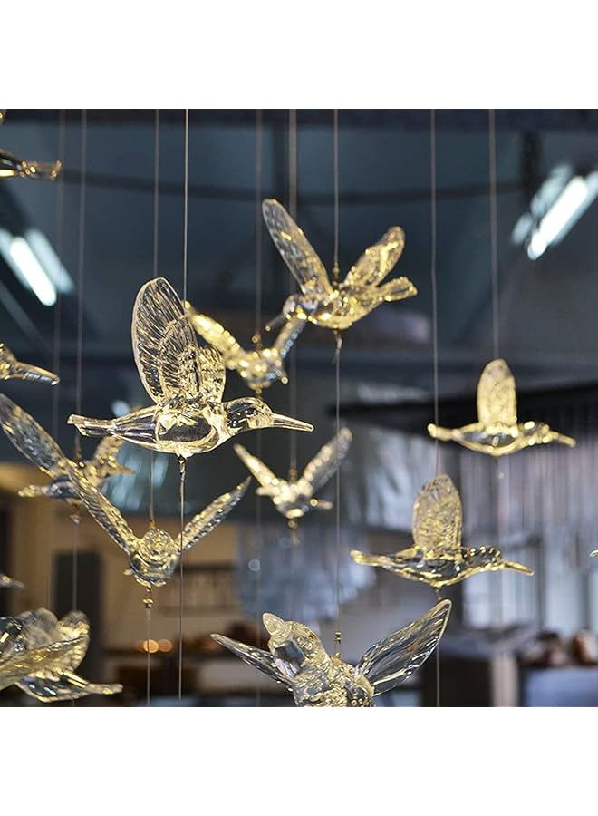 The Bros 30 قطعة زينة سقف طائر طائر DIY مع سلك شفاف بطول 150 قدم لشجرة عيد الميلاد لتزيين المنزل ورياض الأطفال ومراكز التسوق وطاولة المنزل والنافذة (طائر طائر بخط صيد) - Image 1