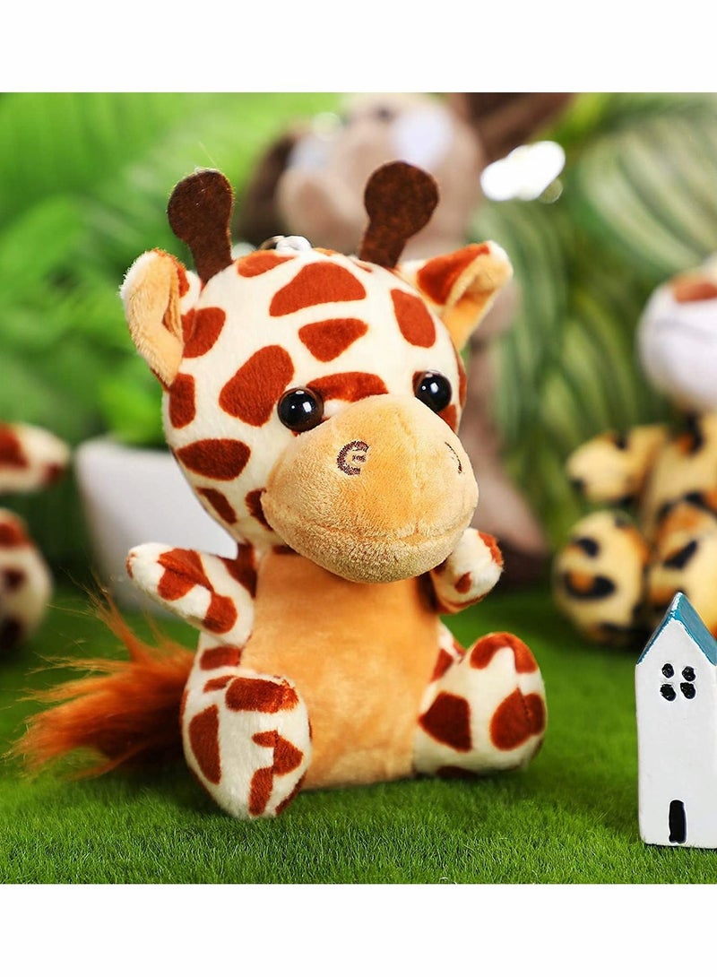 SYOSI Toy Decorations, 6 Pieces Mini Stuffed Forest Animals Jungle Animal Plush Toys in 4.8 Inch Cute Plush Elephant Lion Giraffe Tiger Plush for Animal Themed Parties - Image 4