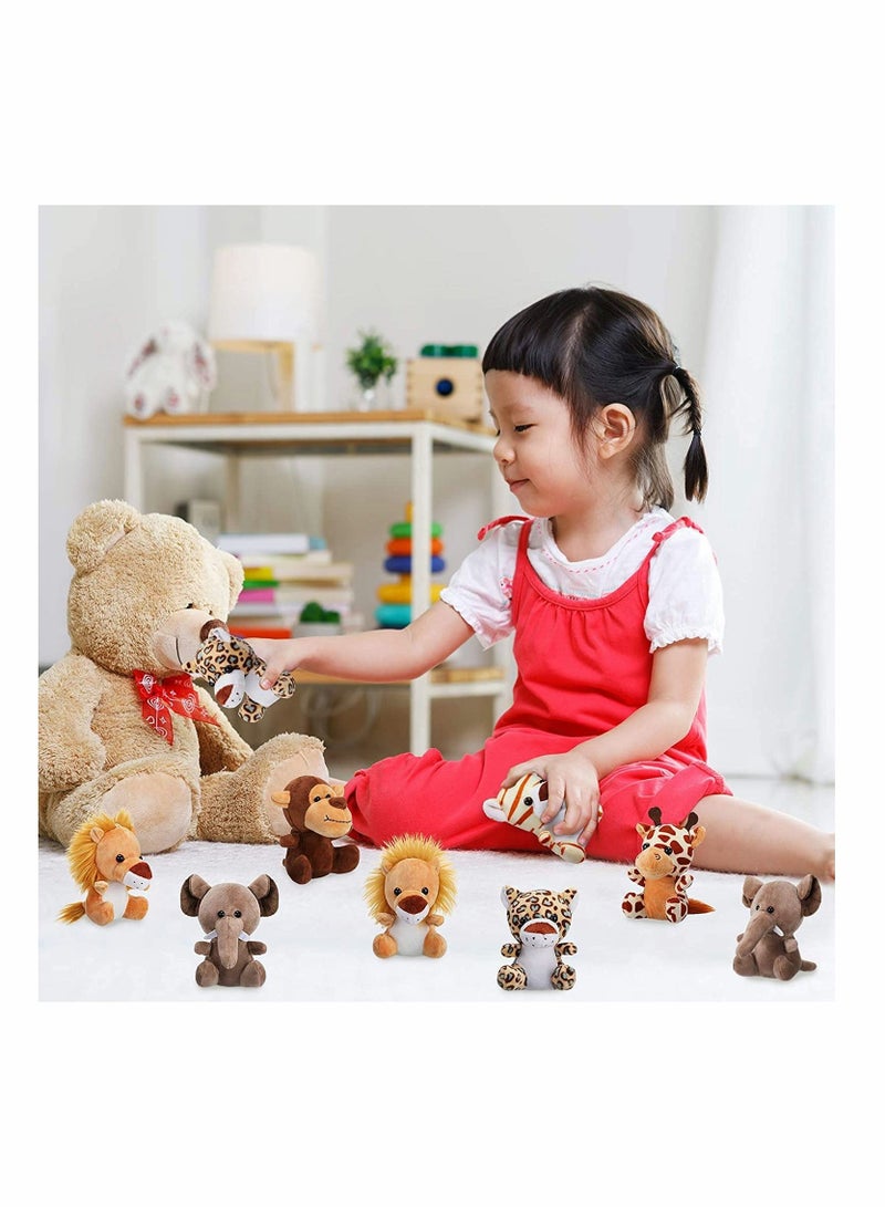 SYOSI Toy Decorations, 6 Pieces Mini Stuffed Forest Animals Jungle Animal Plush Toys in 4.8 Inch Cute Plush Elephant Lion Giraffe Tiger Plush for Animal Themed Parties - Image 5
