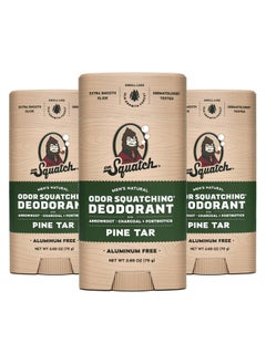 Dr. Squatch Natural Deodorant for Men 3 Pack Pine Tar – Odor-Squatching Men's Deodorant Aluminum Free (2.65 oz, 3 Pack)  - Image 1