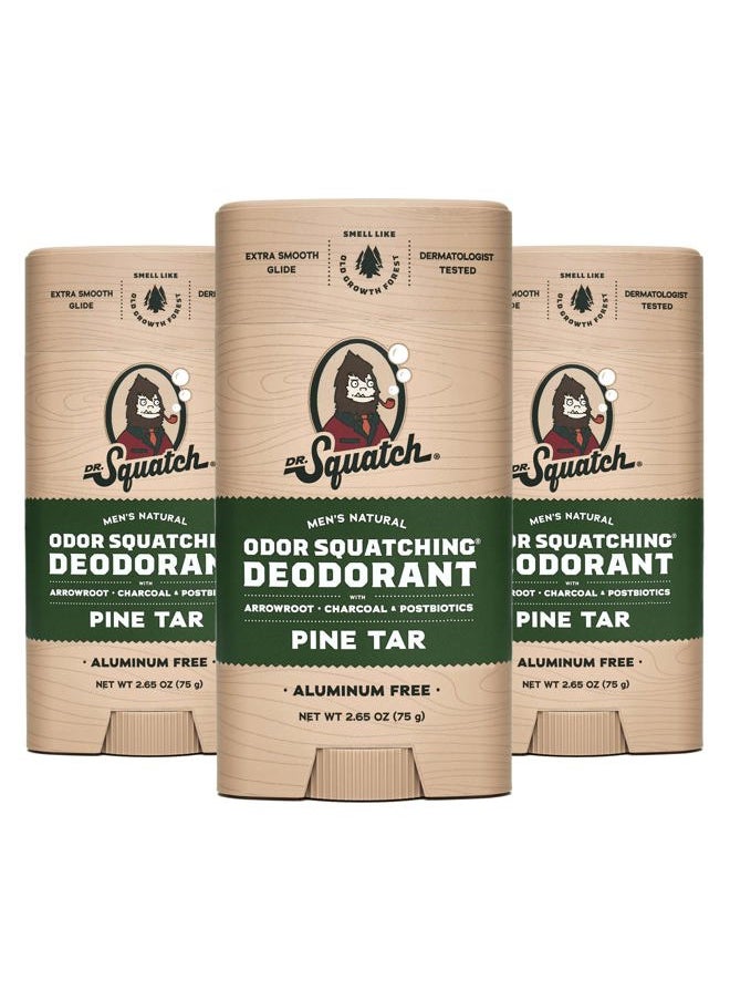 Dr. Squatch Natural Deodorant for Men 3 Pack Pine Tar – Odor-Squatching Men's Deodorant Aluminum Free (2.65 oz, 3 Pack)  - Image 1