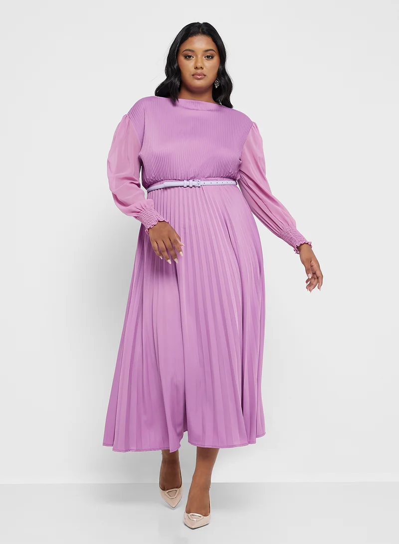 Ella Plus Pleated Chiffon Dress
