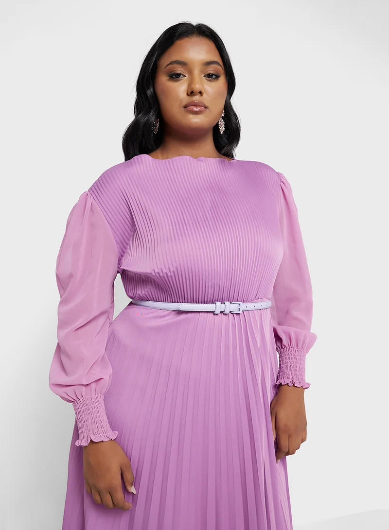 Ella Plus Pleated Chiffon Dress