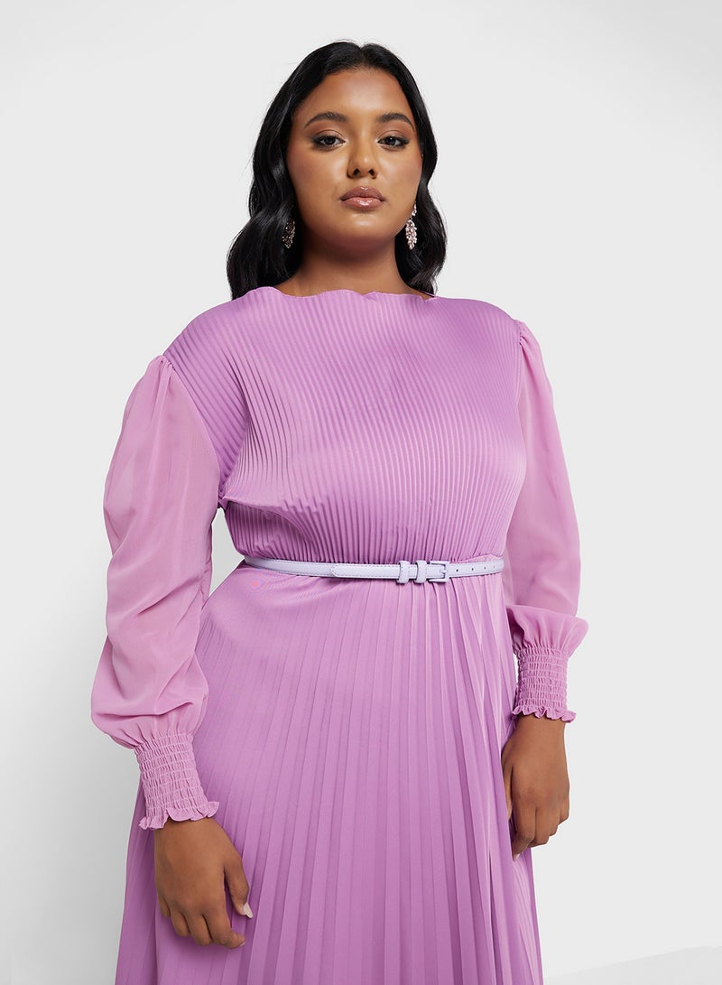 Ella Plus Pleated Chiffon Dress - Image 3
