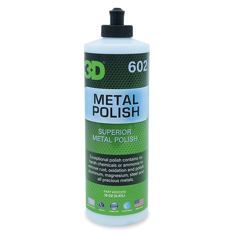 3D Metal Polish  Heavy Duty Car Metal Polish for Aluminum Chrome Brass Copper Silver  Removes Oxidation Tarnish  Stains  16oz  Made in USA