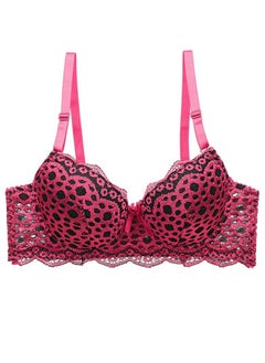 Comfy 3/4 Cup Leopard Lace Bra Red And Black Color Matching