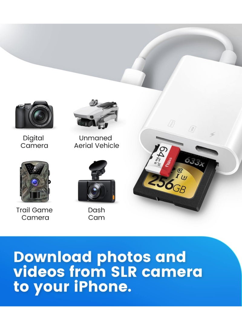 AROAQ Sd Card Reader For Iphone Ipad Trail Game Camera Sd Card Reader Viewer Memory Card Reader Adapter With Sd And Microsd Card Slots Plug And Play - Image 2