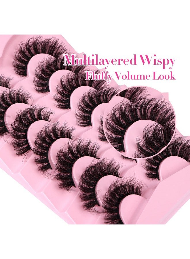 JIMIRE D Curl Faux Mink Lashes Fluffy Cat Eye 20Mm Long Dramatic Mink Lashes Bulk Wispy Full Volume False Eyelashes 7 Pairs Pack - Image 3