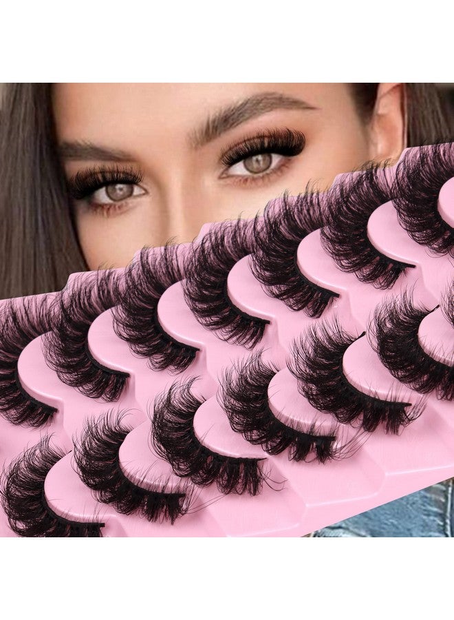 JIMIRE D Curl Faux Mink Lashes Fluffy Cat Eye 20Mm Long Dramatic Mink Lashes Bulk Wispy Full Volume False Eyelashes 7 Pairs Pack - Image 1