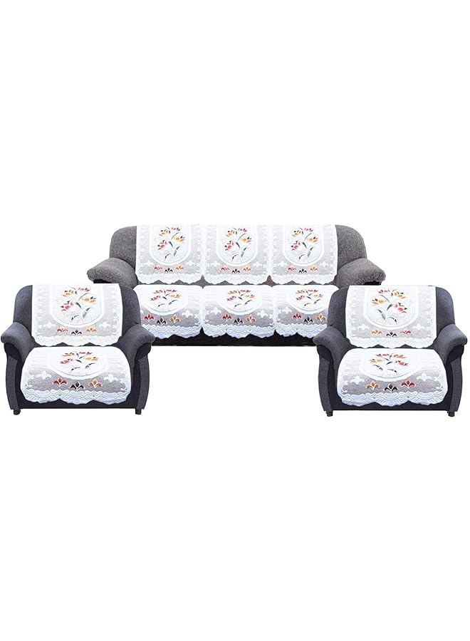 Kuber Industries Flower Cotton 7 Piece 5 Seater Sofa Cover With Center Table Cover - Image 4