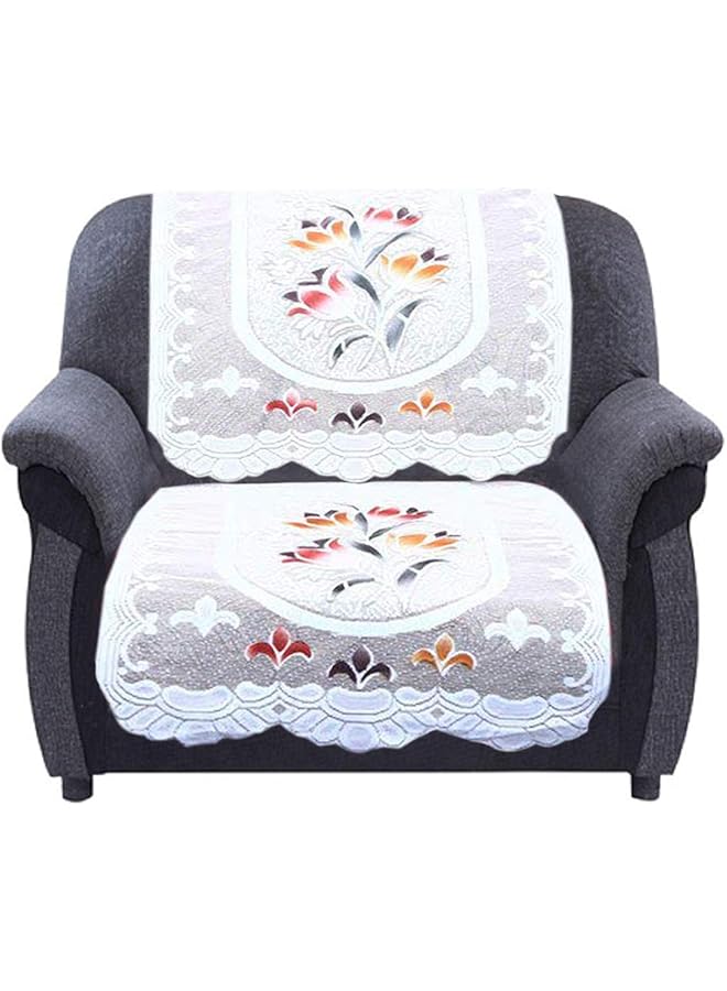 Kuber Industries Flower Cotton 7 Piece 5 Seater Sofa Cover With Center Table Cover - Image 2