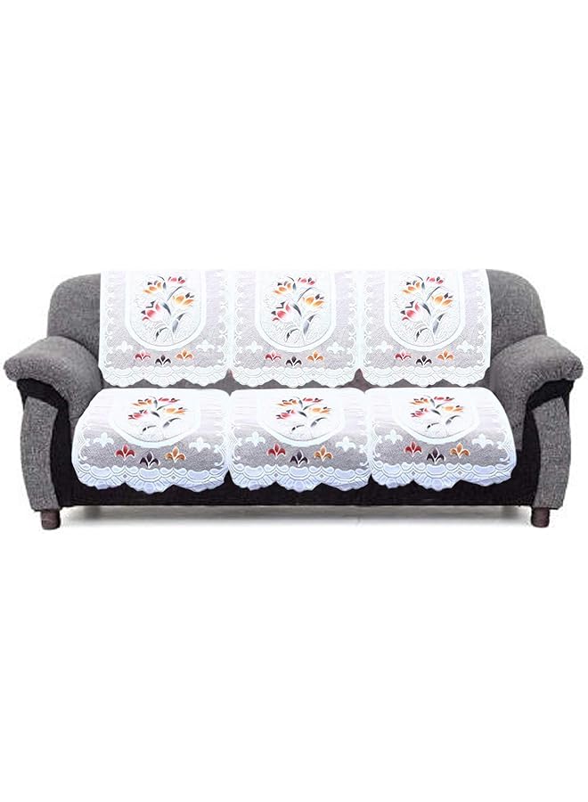 Kuber Industries Flower Cotton 7 Piece 5 Seater Sofa Cover With Center Table Cover - Image 5