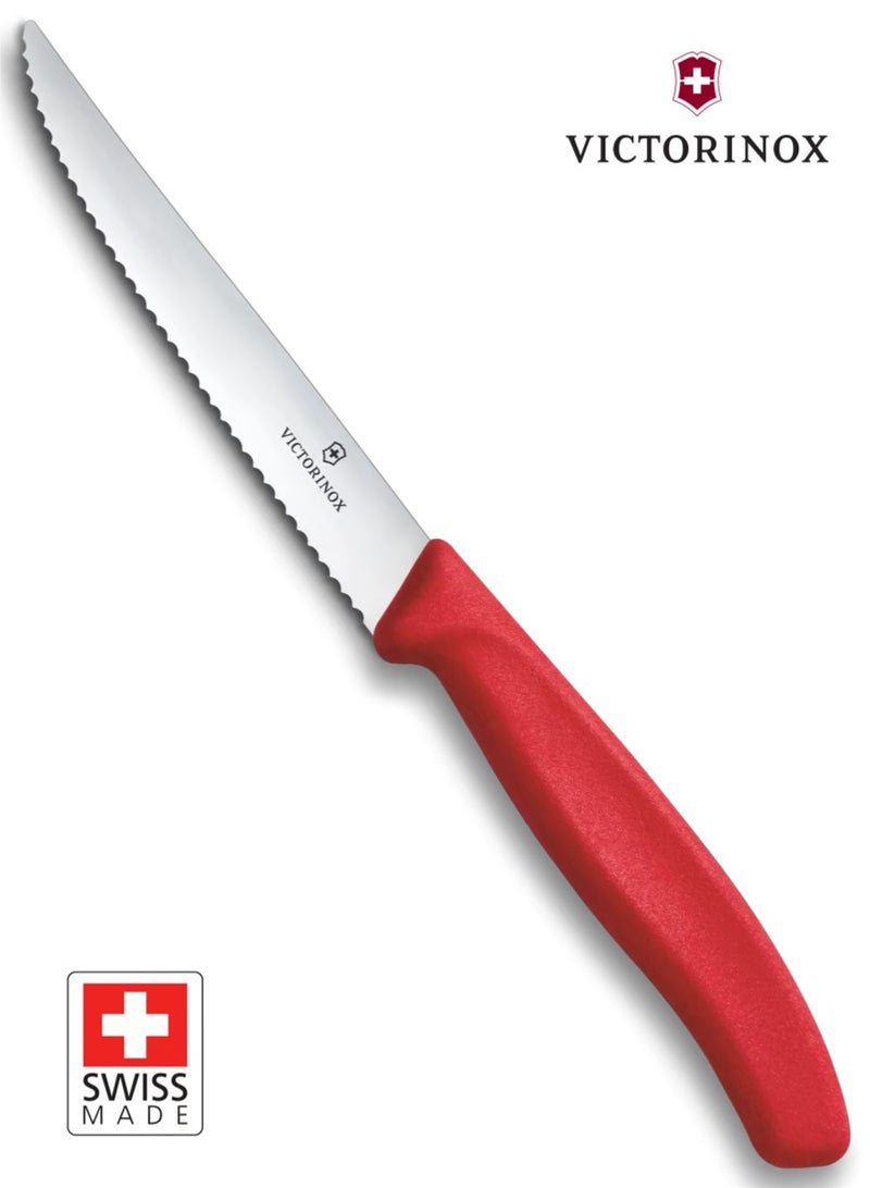 Victorinox Swiss Classic Steak and Pizza Knife 11 cm, Wavy Edge, Red