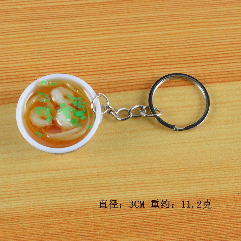 PVC Simulated Food Keychain Porcelain Bowl Decor Toy 21-[Diameter 3cm]]