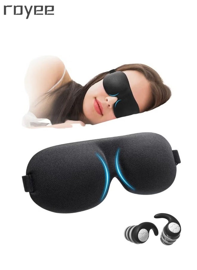 Royee - Sleep Mask+Soft Silicone Ear Plugs Set ,100% Blackout Eye Mask for Sleeping,Night Blindfold, Soft and Comfortable with Adjustable Strap Night Eye Mask for Men and Women - Image 1