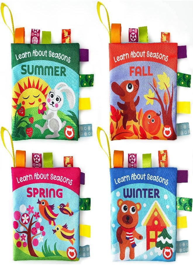 BabyBibi Cloth Books for Babies - Learn About Seasons, Playful Illustrations, Crinkle Pages & Cute Characters - for Babies 24 Months Old(Set of 4)  - Image 1