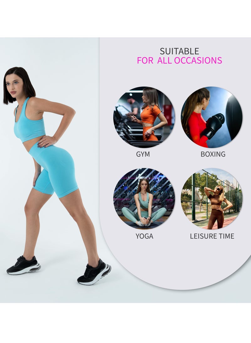 Bernessi Turkiye Nylon High Support Sports Bra for Women Comfortable Ladies Bra Top for Yoga Workout Fitness Gym Running Exercise Dance Athletic Light Blue  - Image 4