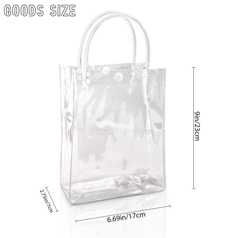 BadenBach 24 PCS Small Clear Gift Bags with Handle,9.1" x 6.7" x 2.8",Transparent Plastic Gift Wrap Bags Reusable Clear Party Favor Goodie Bag for Boutique Wedding Birthday Baby Shower Valentine's Day - Image 2