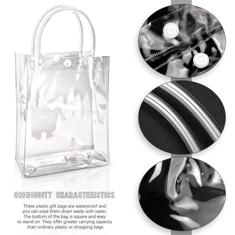 BadenBach 24 PCS Small Clear Gift Bags with Handle,9.1" x 6.7" x 2.8",Transparent Plastic Gift Wrap Bags Reusable Clear Party Favor Goodie Bag for Boutique Wedding Birthday Baby Shower Valentine's Day - Image 3