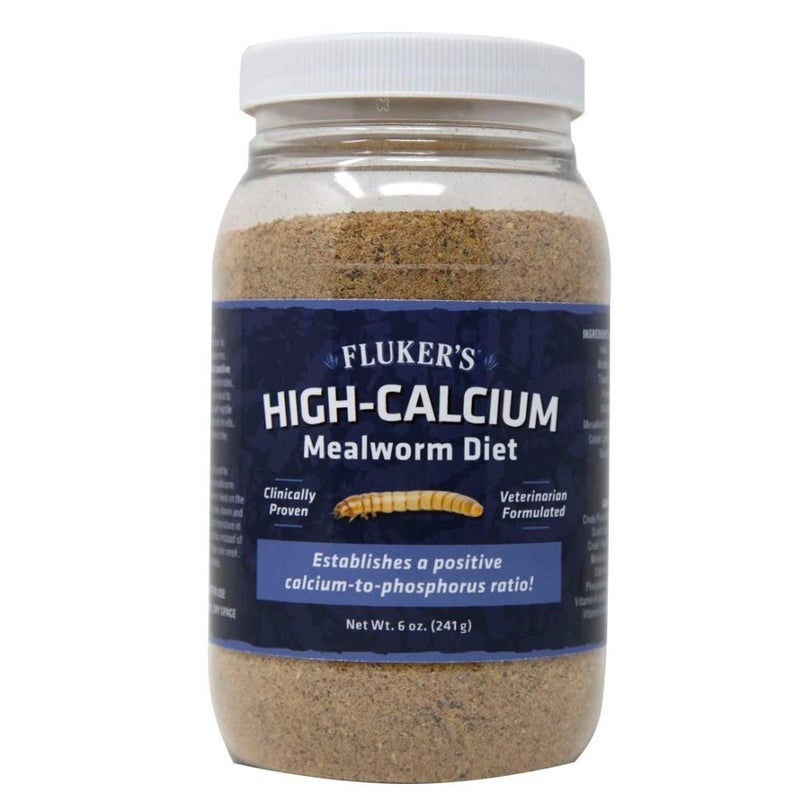 Fluker's High Calcium Mealworm Diet, Can Be Used as a Gut-Loading Food or Bedding, 6 oz